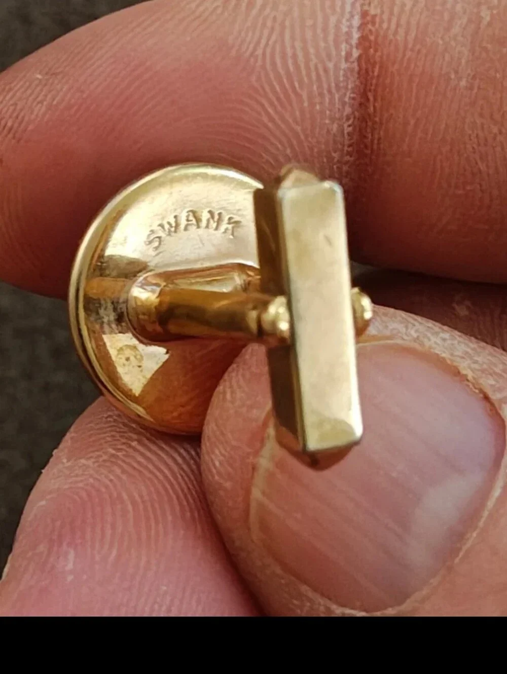 1950s/60s Swank Round Cobalt Blue Lucite Cabochon Gold Tone Cufflinks